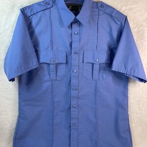 Horace Men’s Blue Uniform Shirt Small EMT Security Work Shirt Short Sleeve